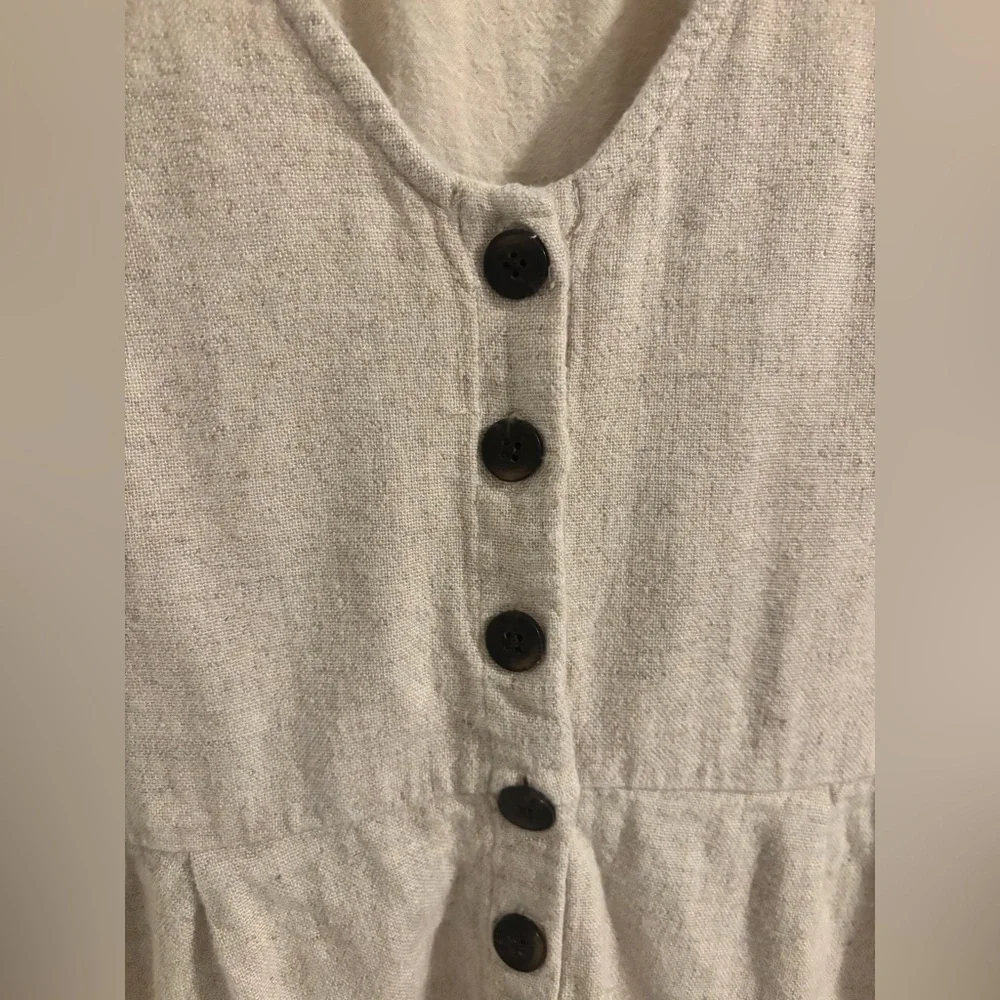 MADEWELL Beige V-Neck Button Down Romper Linen Blend Size 2